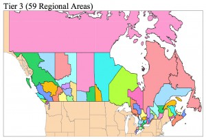 Canadian Tier 3 Spectrum License Map