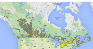 Bell Mobility CDMA Coverage *Yellow= 3G EVDO *Gray=1xRTT